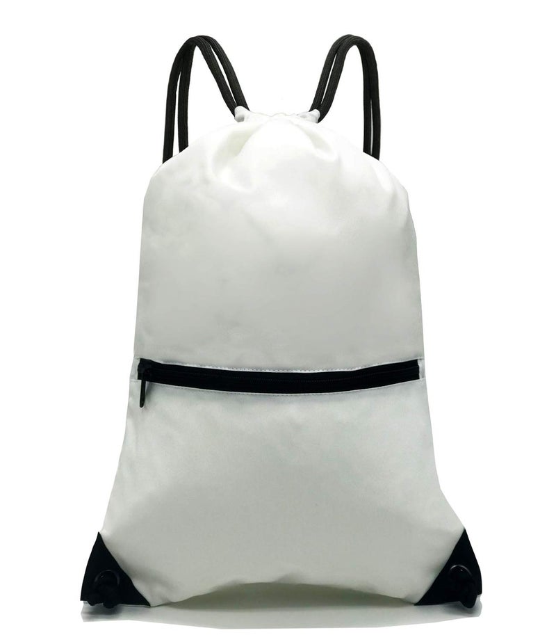 HOLYLUCK Drawstring Backpack Bag Sport Gym Sackpack (white) - Image 1